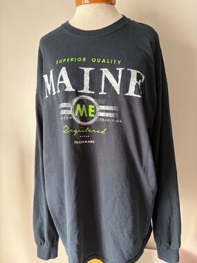 Maine Graphic Long-Sleeve Shirt - Black with Neon Green Accent
